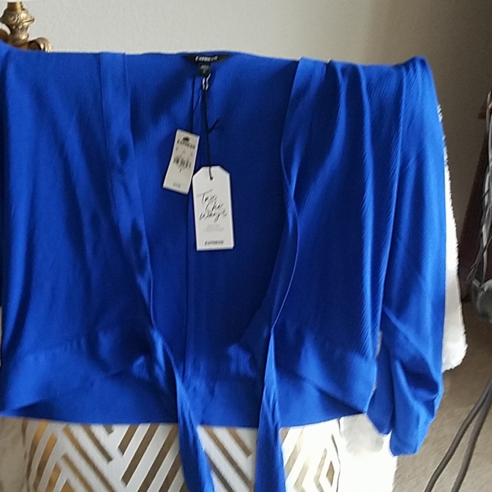 Raglan sleeve open front tie blouse - Picture 5 of 5